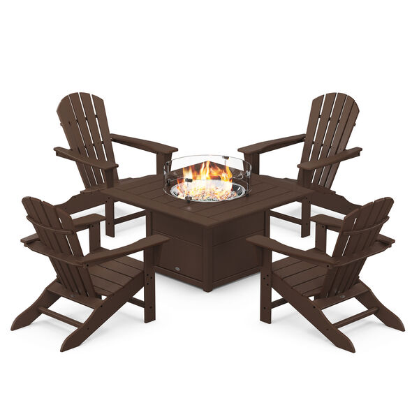 Palm Coast Mahogany Adirondack Chair Conversation Set with Fire Pit Table, 5-Piece, image 1