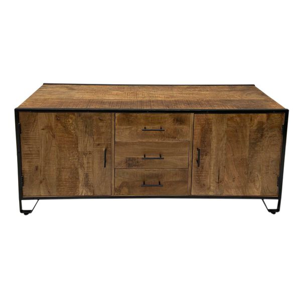 Blaise Natural and Black Urban Style Two Door Credenza, image 5