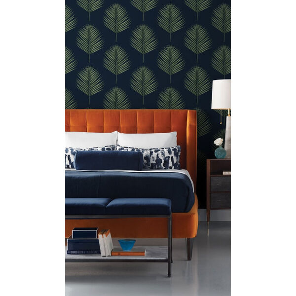 Lillian August Luxe Haven Navy Green Maui Palm Peel and Stick Wallpaper, image 3