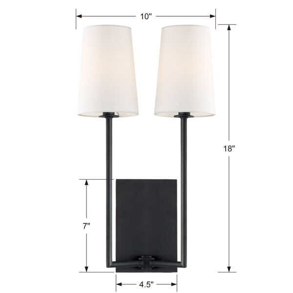 Lena Two-Light Black Forged Wall Sconce, image 3
