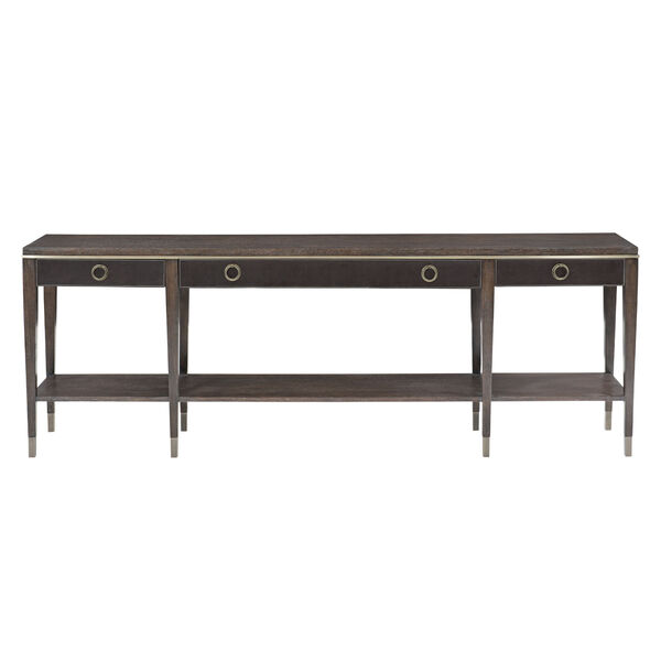 Burnished Brass 84 Inch Console Table, 84 Inch Console Table With Stools