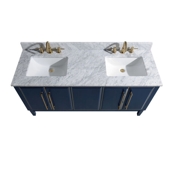 Carrara White 73-Inch Vanity Top with Dual Rectangular Sink, image 2