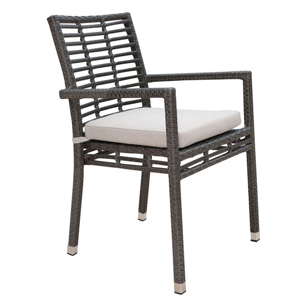 Intech Grey Outdoor Stackable Arm Chair with Sunbrella Glacier cushion, image 1