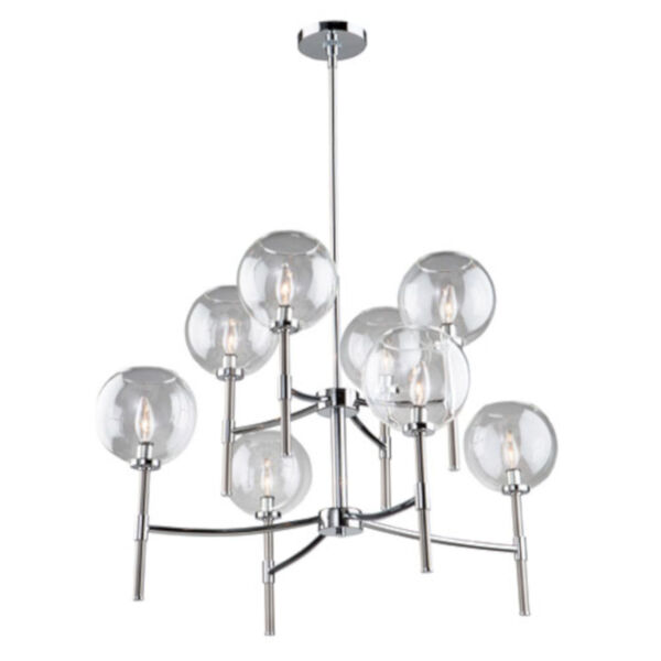 York Chrome and Brushed Nickel Eight-Light Chandelier, image 1