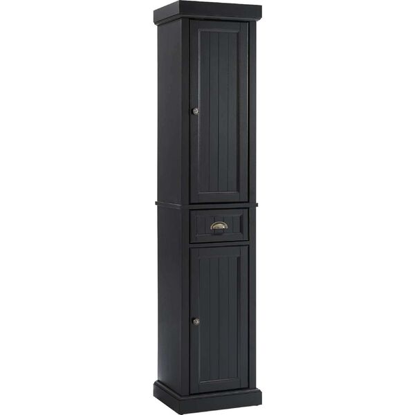 Seaside Distressed Black Tall Linen Cabinet, image 2