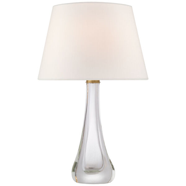 Christa Large Table Lamp in Clear Glass with Linen Shade by Julie Neill, image 1