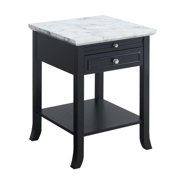 American Heritage White and Black End Table with Drawer and Slide, image 3