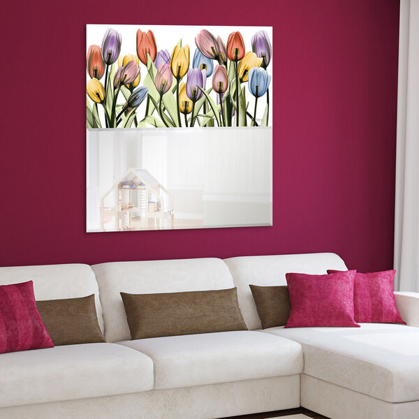 Tulip Scape Multicolor 38 x 38-Inch Square Beveled Wall Mirror, image 6