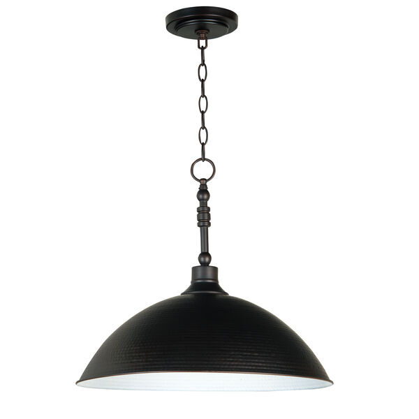 Timarron Aged Bronze One-Light Pendant with Hammered Metal Shade, image 1