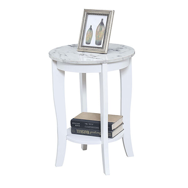 American Heritage White Faux Marble Round End Table, image 5