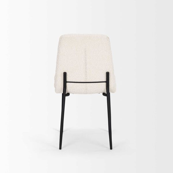 Eve Cream Boucle Fabric and Matte Black Metal Dining Chair, image 4