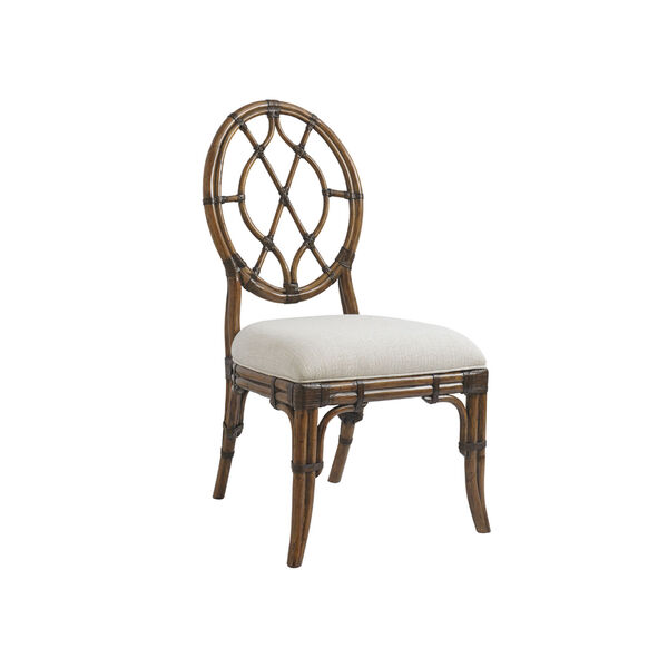 Bali Hai Brown and Ivory Cedar Key Oval Back Side Chair, image 1