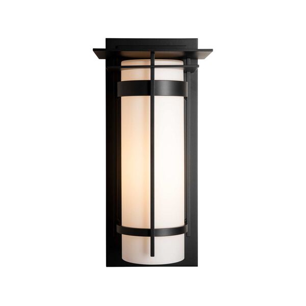 Banded Coastal Black One-Light Outdoor Sconce with Opal Glass, image 1