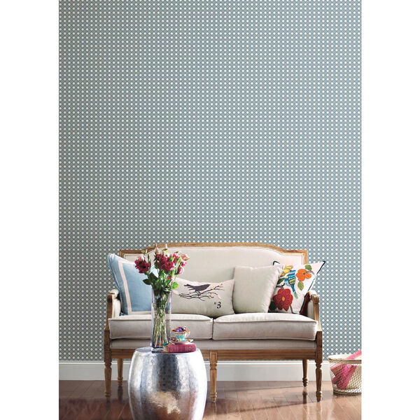 Conservatory Gray Rattan Overlay Lattice Wallpaper, image 2