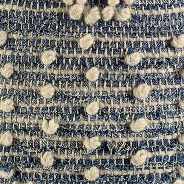 Rofi Denim and Ivory Cotton Stitched Square Pouf, image 5