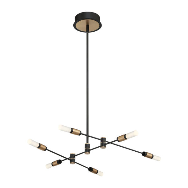 Albany Deep Black and Brass Six-Light LED Chandelier, image 1