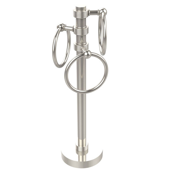 Vanity Top 3 Towel Ring Guest Towel Holder with Groovy Accents, Polished Nickel, image 1