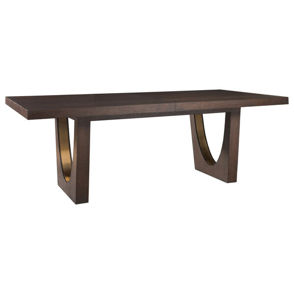 Signature Designs Rich Brown and Brass Verbatim Rectangle Dining Table, image 1