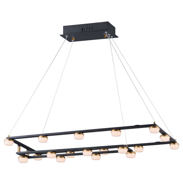Button Black and Gold 19-Light LED Suspension Pendant With Clear Acrylic Glass, image 1