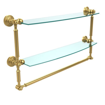 Allied Brass WP-1-24-UNL Waverly Place Collection 24 Inch Floating Glass Shelf Unlacquered Brass 