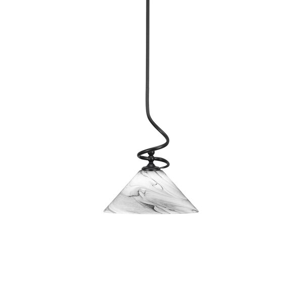 Capri Matte Black One-Light Pendant with Oynx Swirl Glass, image 1
