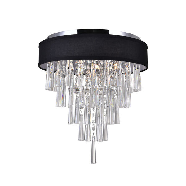 Franca Chrome Four-Light Drum Shade Flush Mount with K9 Clear Crystals, image 5