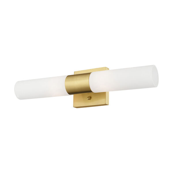 Aero Satin Brass 18-Inch Two-Light ADA Bath Vanity with Hand Blown Satin Opal White Twist Lock Glass, image 5