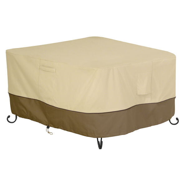 Ash Beige and Brown 42-Inch Square Fire Pit Table Cover, image 1