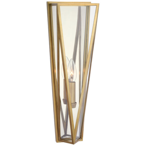 Lorino Medium Sconce in Hand-Rubbed Antique Brass with Clear Glass by Julie Neill, image 1