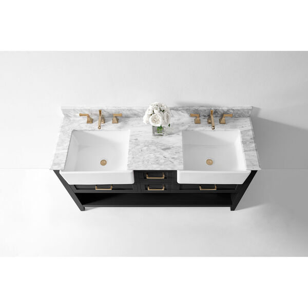 Hayley Black Onyx 60-Inch Rectangular Bath Vanity Set, image 4