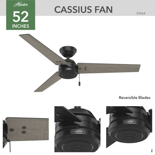 Cassius Matte Black 52-Inch Outdoor Ceiling Fan, image 4