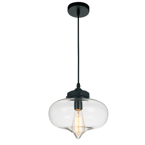 Black One-Light 8-Inch Pendant with Clear Glass, image 1