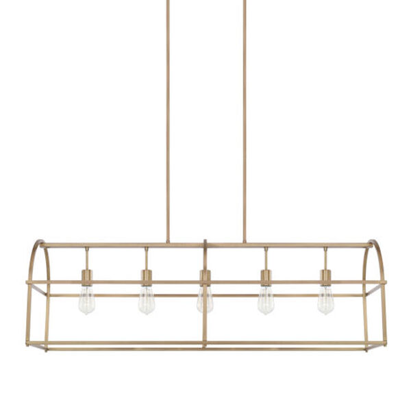 HomePlace Aged Brass 46-Inch Five-Light Pendant, image 1