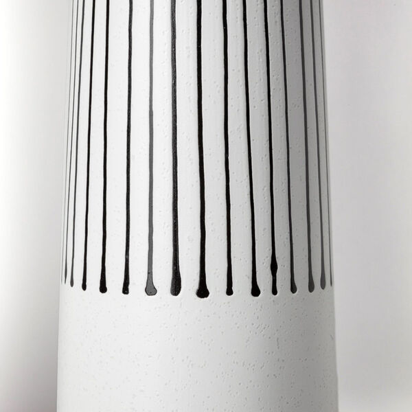 Kira I White Pinstripe Ceramic Vase, image 5