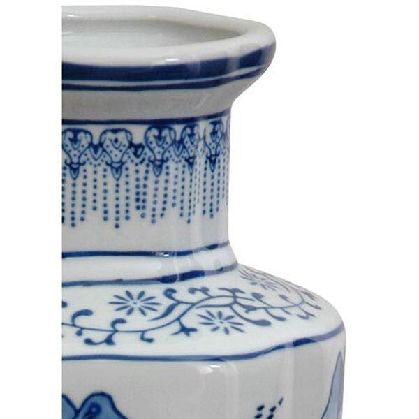 12 Inch Porcelain Vase Blue and White Landscape, Width - 6 Inches, image 2