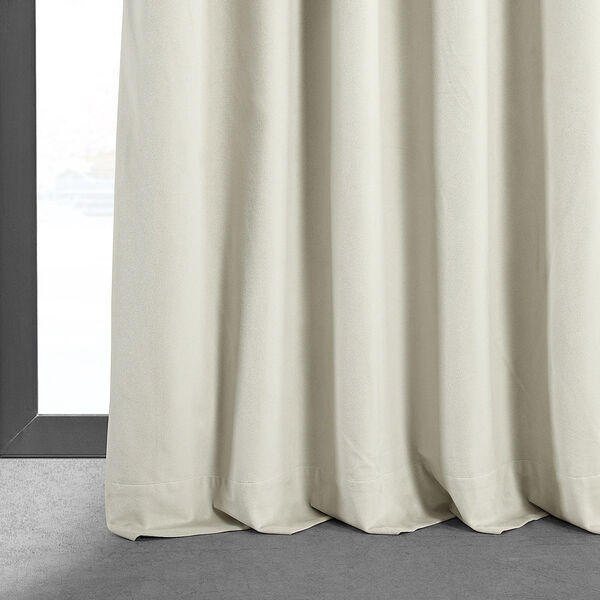 Porcelain White Blackout Velvet Pole Pocket Single Panel Curtain 50 x 108, image 13