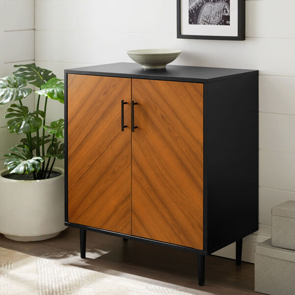 Hampton Solid Black and Brown Accent Cabinet, image 2