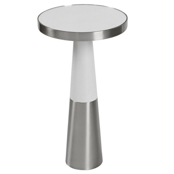 Fortier White and Brushed Nickel Accent Table, image 3