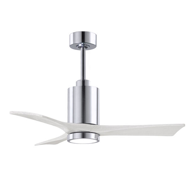 Patricia-3 Polished Chrome and Matte White 42-Inch Ceiling Fan with LED Light Kit, image 3