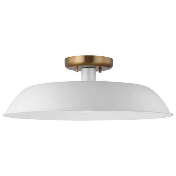 Colony Matte White and Burnished Brass One-Light Semi Flush Mount, image 1