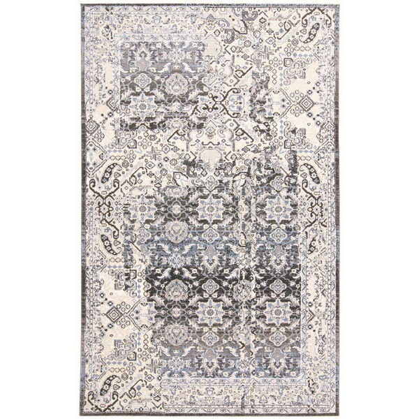 Ainsley Distressed Tribal Gray Blue Rectangular: 4 Ft. 3 In. x 6 Ft. 3 In. Area Rug, image 1