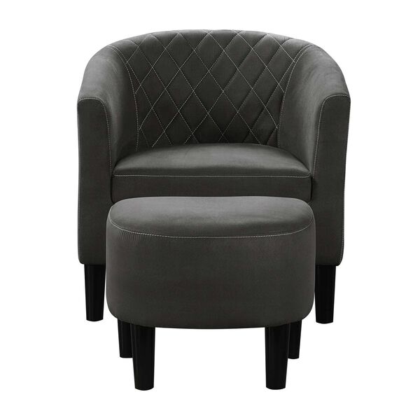 Take A Seat Dark Gray Microfiber Roosevelt Accent Chair with Ottoman, image 4