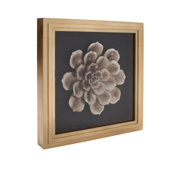 Antique Gold 15 x 15-Inch Camellia Flower Wood Wall Art, image 1