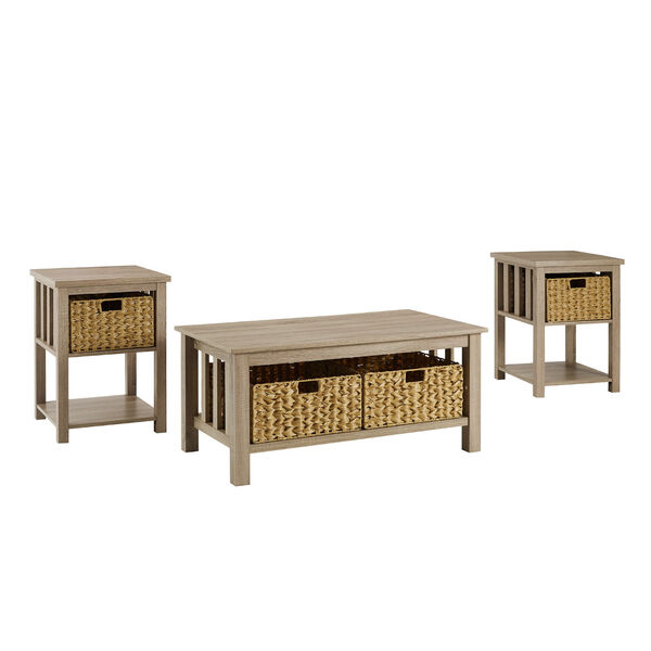 Driftwood Storage Coffee Table and Side Table Set, 3-Piece, image 1