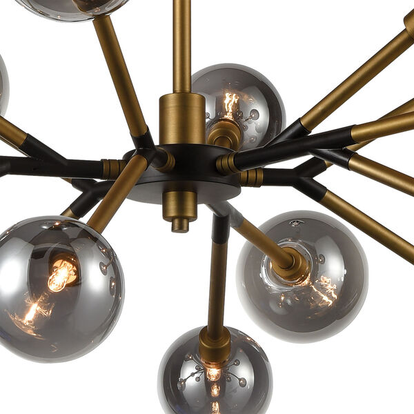 Starting Point Aged Brass and Matte Black 15-Light Chandelier, image 4
