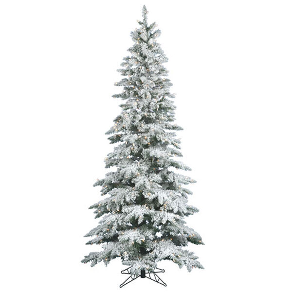 9 ft. x 4 ft. Flocked Utica Tree with 600 Clear Mini Lights, image 1