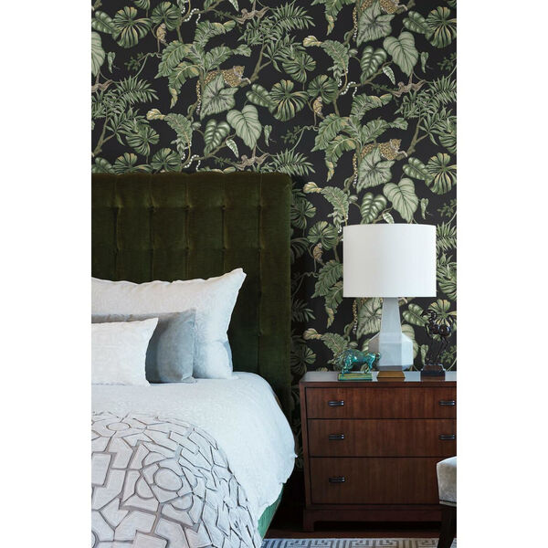Ronald Redding Black Jungle Cat Non Pasted Wallpaper - SWATCH SAMPLE ONLY, image 3