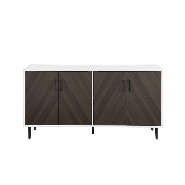 Hampton Ash Brown Bookmatch and Solid White TV Stand, image 5