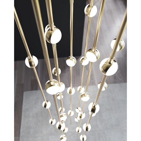 Constellation Satin Nickel 25-Inch 156-Light 2700K Round LED Pendant with Clear Faceted Acrylic Lens, image 3
