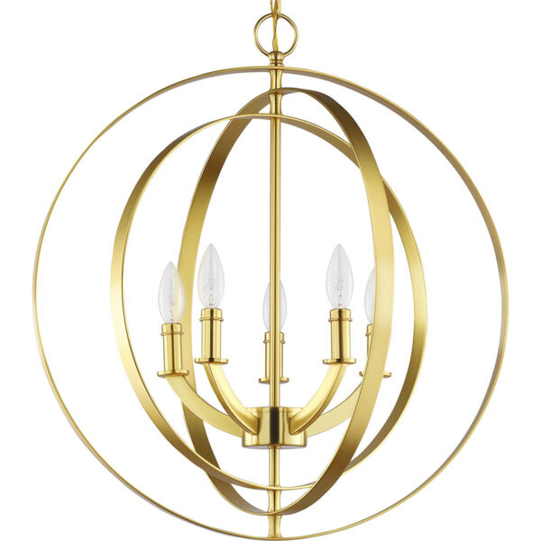 Equinox Satin Brass 22-Inch Five-Light Pendant, image 1